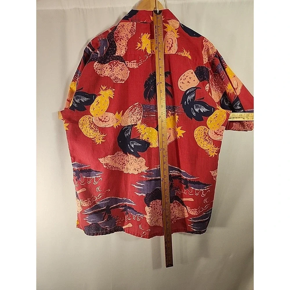 Repage Hawaiian Shirt Red Pineapple‎ Palm Tree Aloha Mens Large Vintage 80s READ